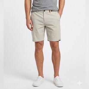 Ezekiel Men's Light Beige Striped Flat-Front Shorts
